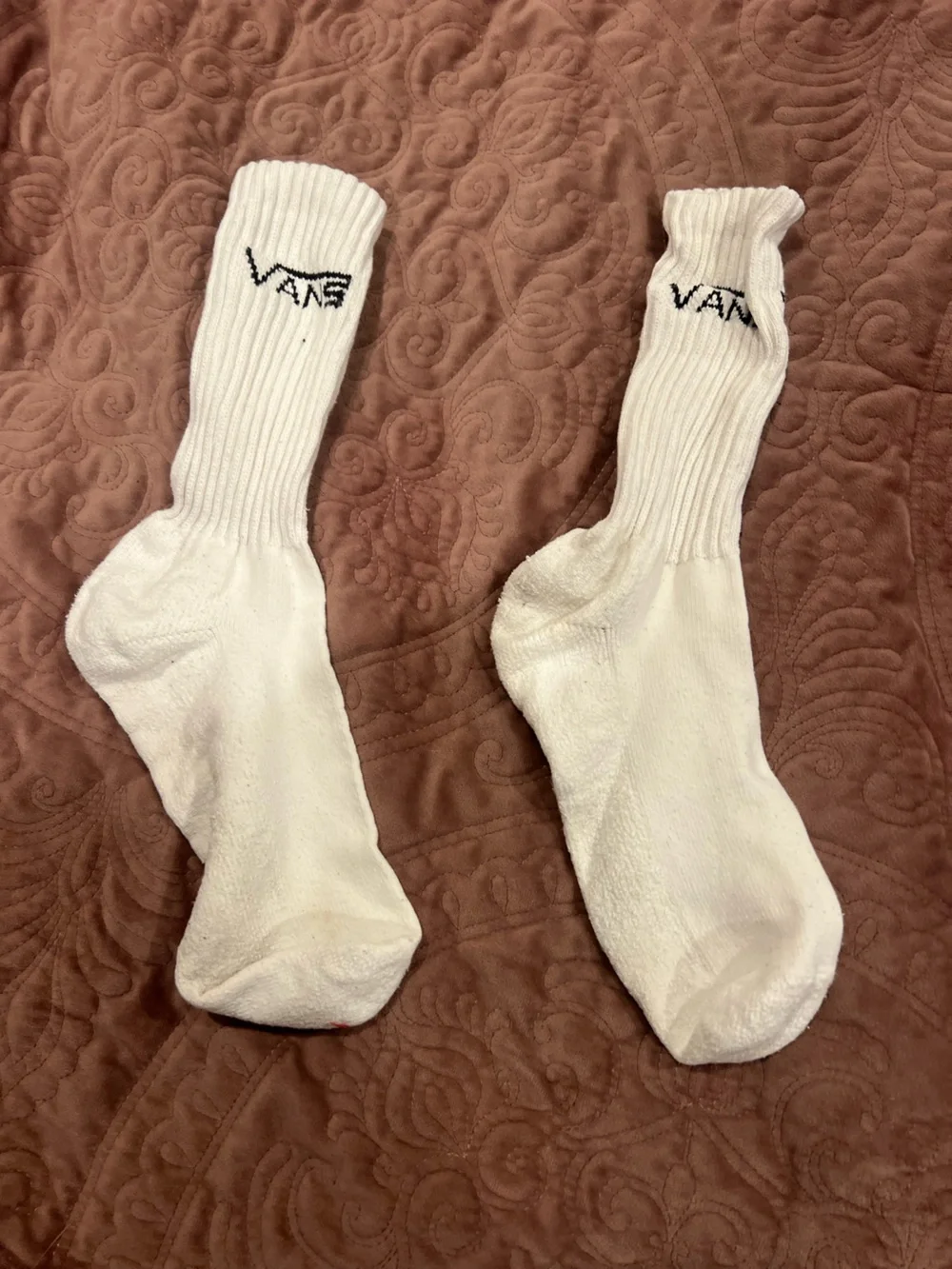 Vans White Crew Athletic Socks with Black Logo